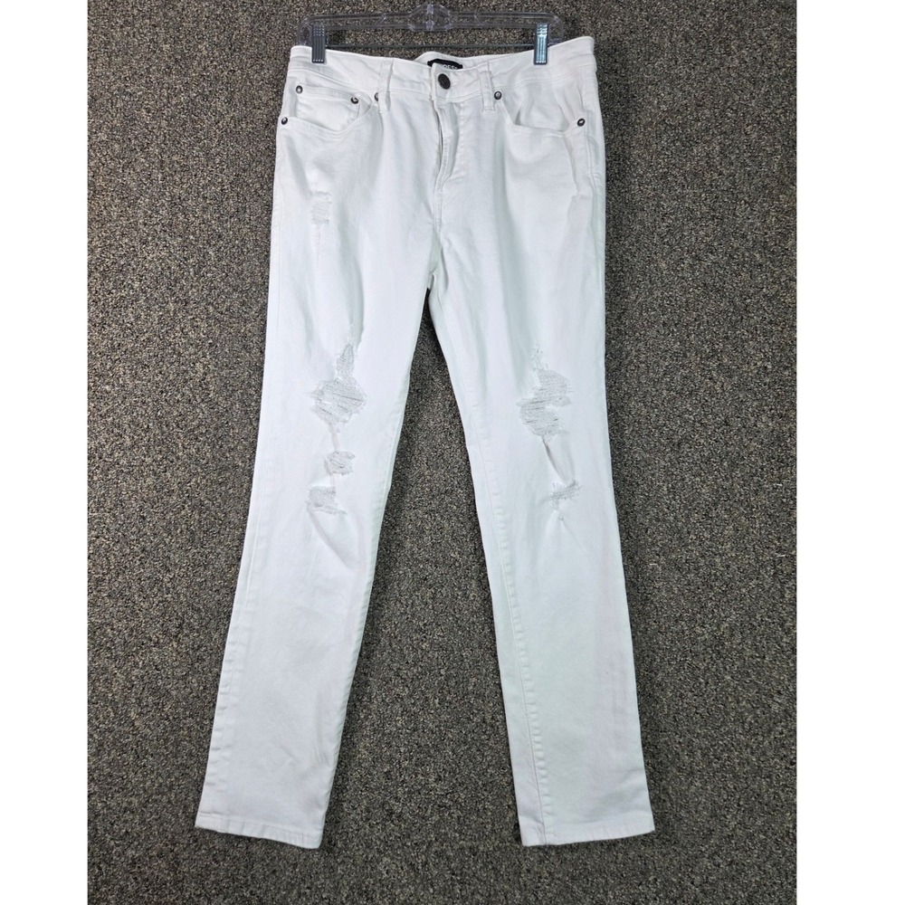 Express Skinny Jeans Womens 31x30 White Distressed Ripped Denim Pants